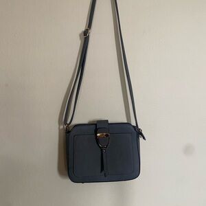 Dark Gray Crossbody Bag with Gold Hardware